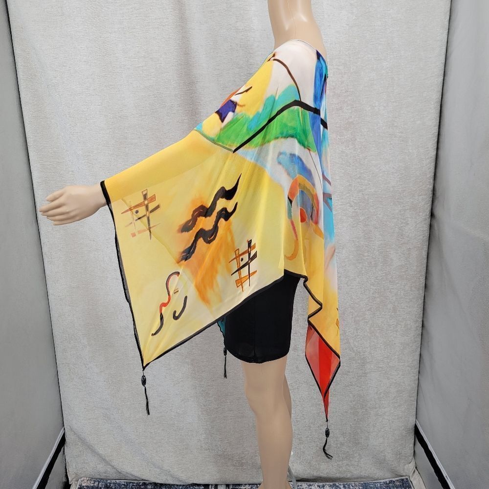 Abstract Print Lightweight Poncho - Multicolor - Picture 7 of 13